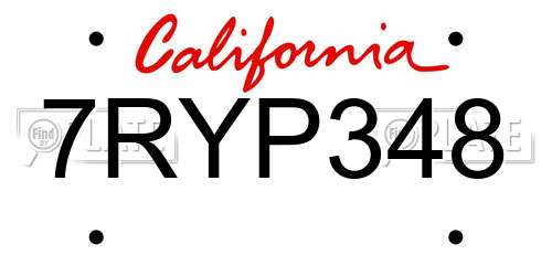 7RYP348 California License Plate