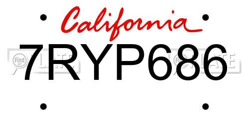 7RYP686 California License Plate