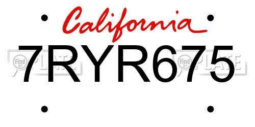 7RYR675 California License Plate