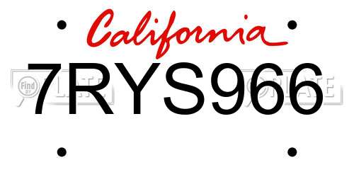 7RYS966 California License Plate