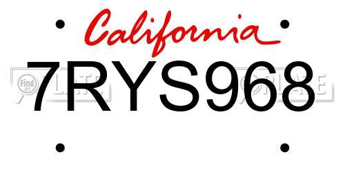 7RYS968 California License Plate