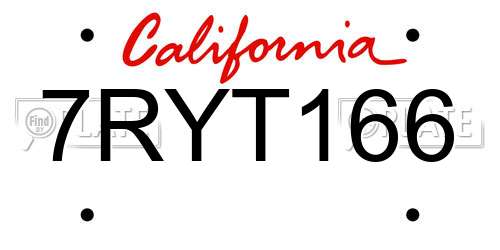 7RYT166 California License Plate