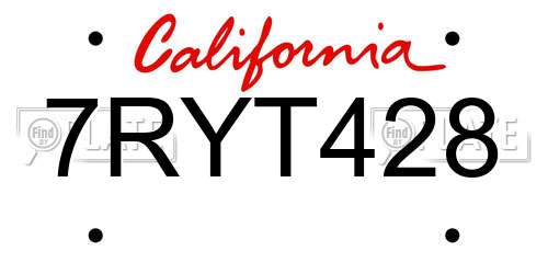 7RYT428 California License Plate