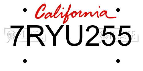 7RYU255 California License Plate