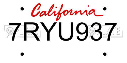 7RYU937 California License Plate