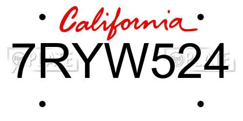 7RYW524 California License Plate