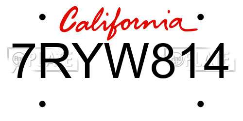 7RYW814 California License Plate