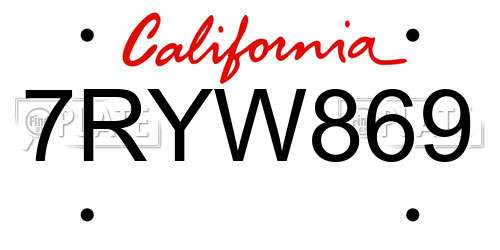 7RYW869 California License Plate