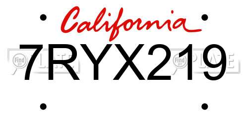 7RYX219 California License Plate