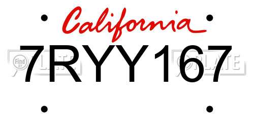 7RYY167 California License Plate