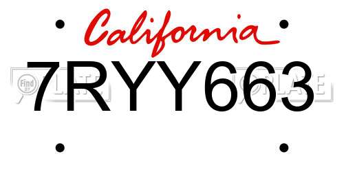 7RYY663 California License Plate