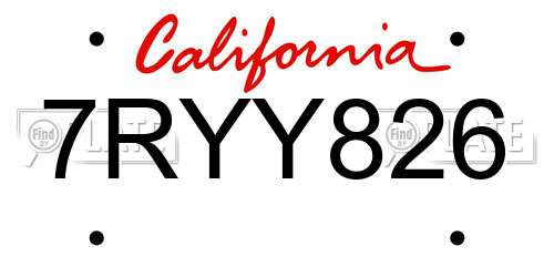 7RYY826 California License Plate