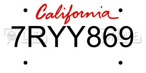 7RYY869 California License Plate