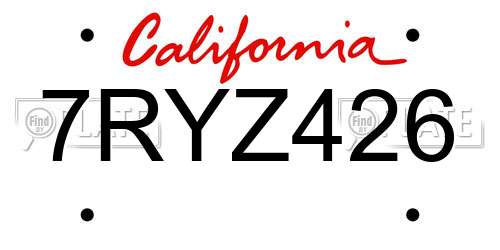 7RYZ426 California License Plate