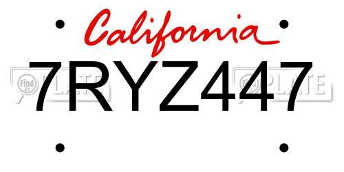 7RYZ447 California License Plate
