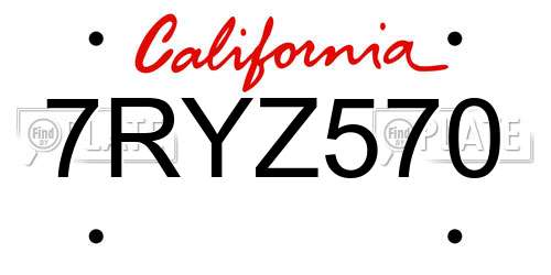 7RYZ570 California License Plate