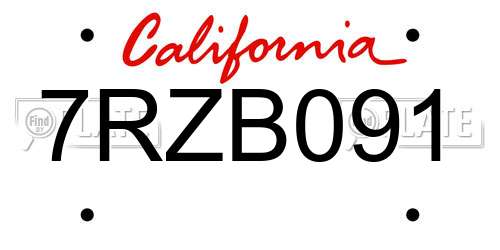 7RZB091 California License Plate