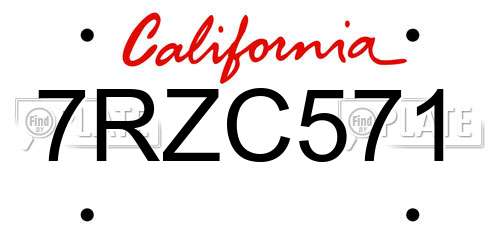 7RZC571 California License Plate