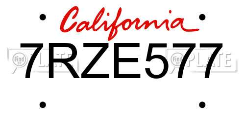 7RZE577 California License Plate