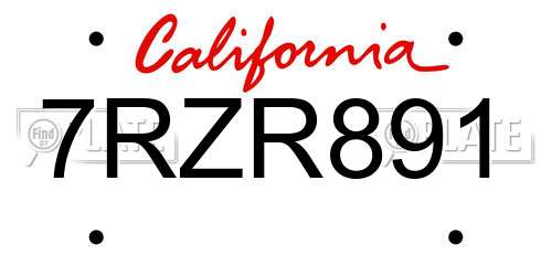 7RZR891 California License Plate