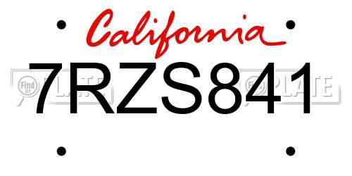 7RZS841 California License Plate