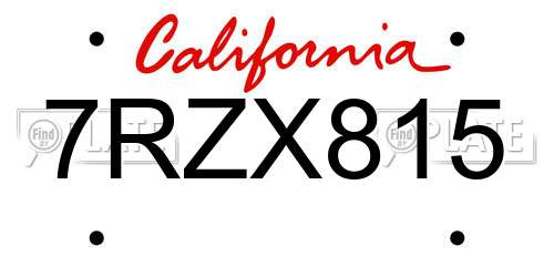 7RZX815 California License Plate