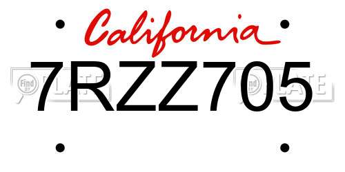 7RZZ705 California License Plate