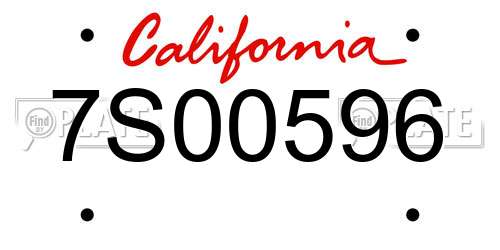 7S00596 California License Plate