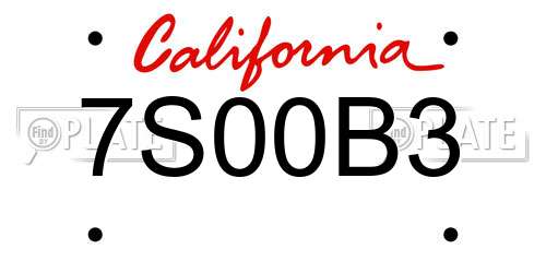 7S00B3 California License Plate