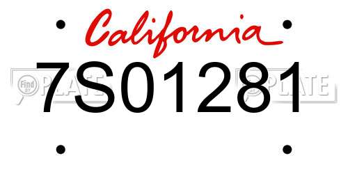 7S01281 California License Plate
