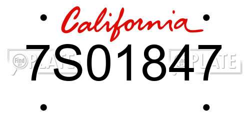 7S01847 California License Plate