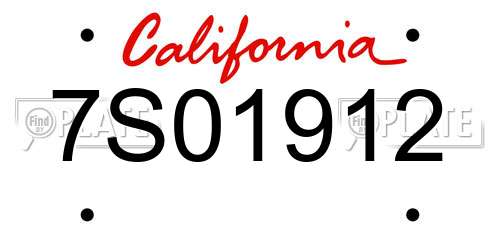 7S01912 California License Plate