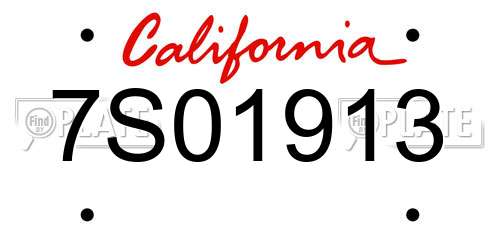 7S01913 California License Plate