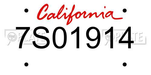 7S01914 California License Plate