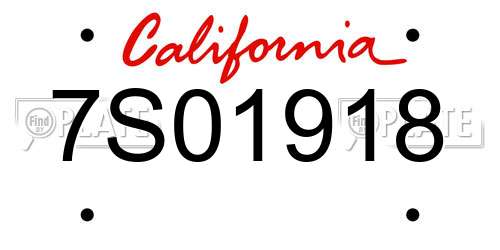 7S01918 California License Plate