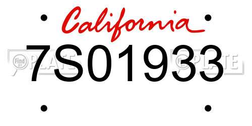 7S01933 California License Plate
