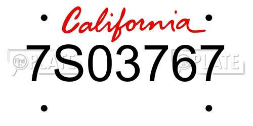 7S03767 California License Plate