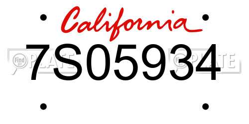 7S05934 California License Plate