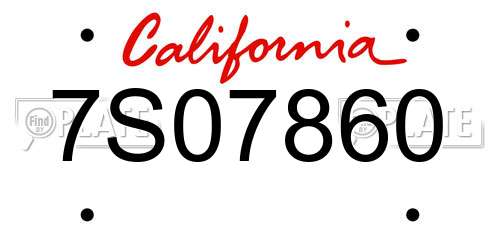 7S07860 California License Plate