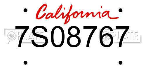 7S08767 California License Plate