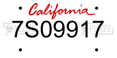 7S09917 California License Plate