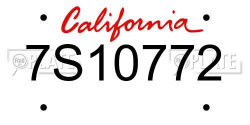 7S10772 California License Plate