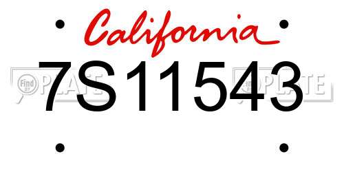 7S11543 California License Plate