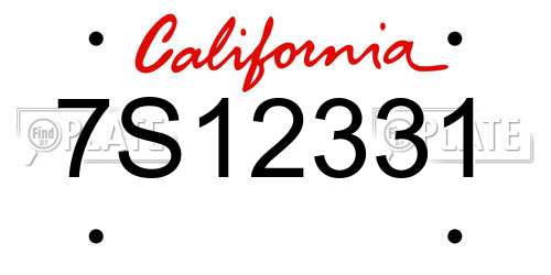 7S12331 California License Plate