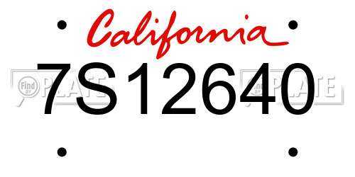 7S12640 California License Plate