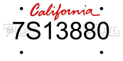 7S13880 California License Plate