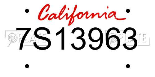 7S13963 California License Plate