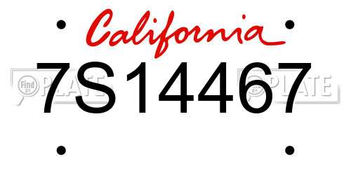 7S14467 California License Plate