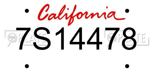 7S14478 California License Plate