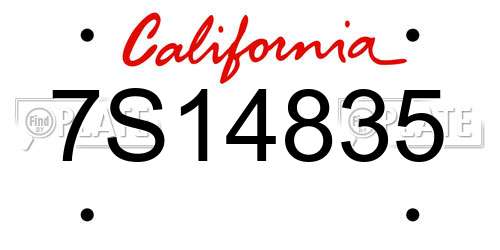 7S14835 California License Plate